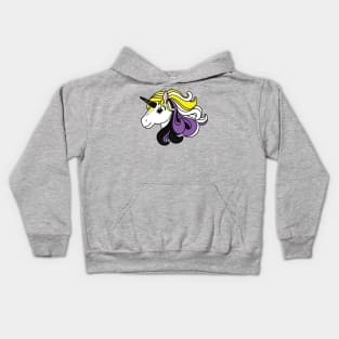 Rainbow Unicorn, Non-Binary Pride Kids Hoodie